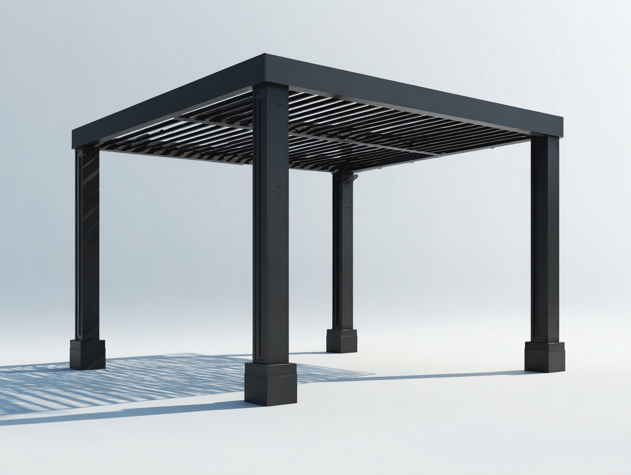 Pergola da giardino - metallo - 300x300x245 cm - nero - stile moderno con tetto a lamelle orientabili
