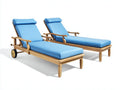 Lettino da sole - legno-tessuto - 212x76x98 cm - azzurro-naturale - stile resort