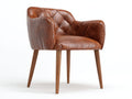 Sedia da pranzo-Pelle-legno-62x60x78 cm-Cognac-legno naturale-Stile capitonné vintage