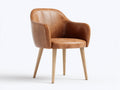 Sedia da pranzo-Pelle-legno-59x57x79 cm-Cognac-legno naturale-Stile moderno con braccioli