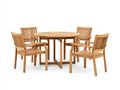 Set da pranzo da esterno - Legno - 120x120x75 cm - Marrone chiaro - Stile naturale