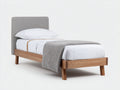 Letto singolo - legno - tessuto - 201 x 92 x 109 cm - grigio-legno - moderno