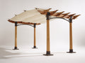 Pergola da giardino - legno-tessuto-metallo - 420x320x270 cm - naturale-crema-nero - stile classico