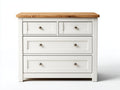 Cassettiera - Legno massello-Metallo - 112x46x96 cm - Bianco-Rovere chiaro - Country elegante