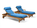 Lettino da sole - legno-tessuto - 205x68x88 cm - blu-naturale - stile classico