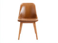 Sedia da pranzo-Pelle-legno-49x55x82 cm-Cognac-legno naturale-Stile moderno