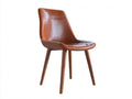 Sedia da pranzo-Pelle-legno-50x56x83 cm-Cognac-legno scuro-Stile vintage