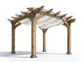 Pergola da giardino - legno-tessuto-metallo - 320x320x260 cm - naturale-bianco-grigio - stile rustico