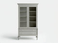 Vetrina - Legno-Vetro-Metallo - 98x41x178 cm - Grigio talpa-Trasparente-Argento - Classico contemporaneo