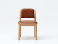 Sedia da pranzo-Pelle-legno-48x52x82 cm-Cognac-legno naturale-Stile minimalista